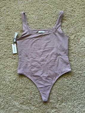 Babaton Contour Bodysuit Mauvedust Pink Square Neck Thong Bodysuit XL NWT